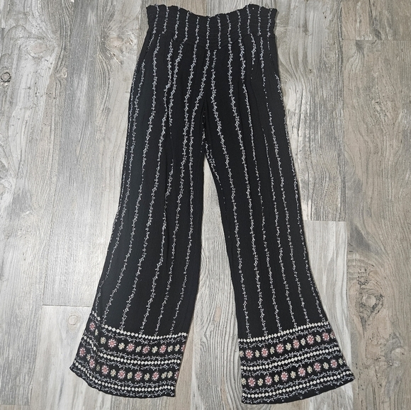 Three Dots boho whimeygoth wide leg pants size large - Picture 7 of 9